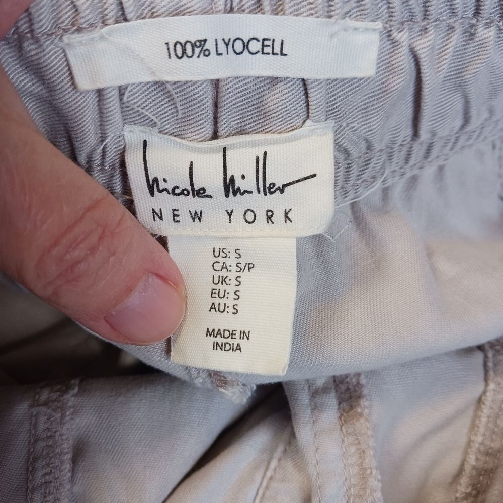 NICOLE MILLER Cargo Joggers Casual Pants 100% Lyocell Pockets Pull On Tan Size S - Picture 8 of 11